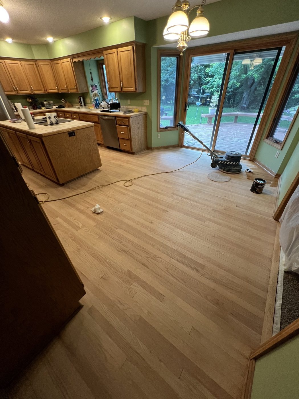Light oak flooring installation